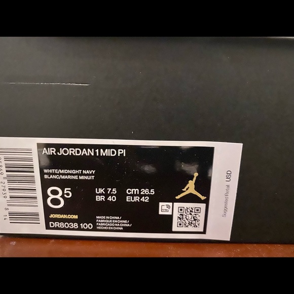 Nike Air Jordan 1 Mid PI Paris White Midnight Navy Sneakers DR8038-100 Men's 8.5 - Picture 6 of 6